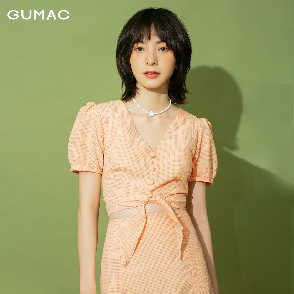 Áo kiểu nữ caro thắt eo GUMAC đủ màu, đủ size, thiết kế basic, năng động, trẻ trung AB1175