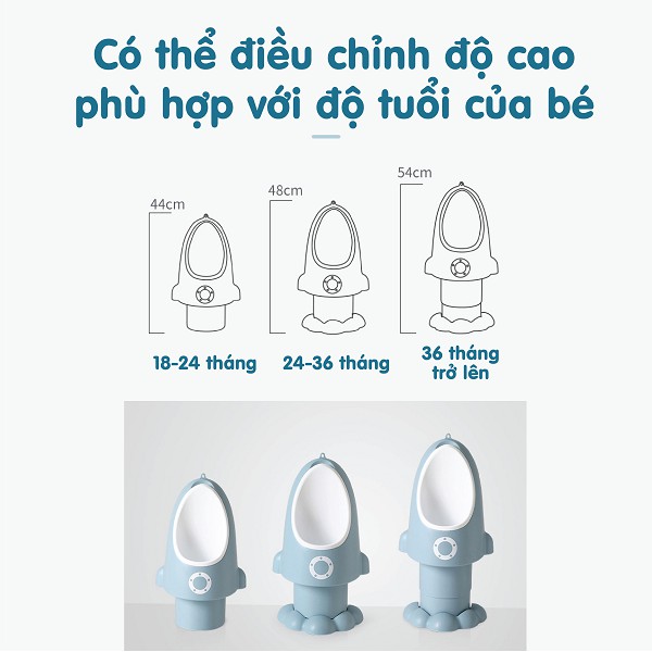 [Haobaby shop] Bô cho bé trai đi vệ sinh Holla - bô vệ sinh đứng, treo tường cho bé trai hình tên lửa