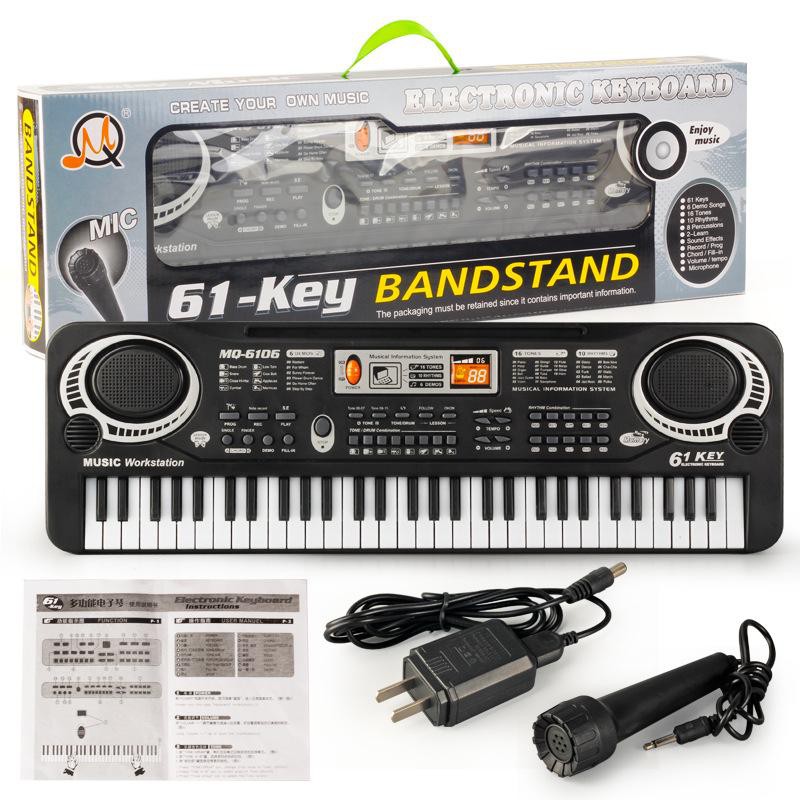 Đàn organ, đàn piano cho bé 61 phím tặng kèm míc hát karaoke siêu cute xử dụng pin tiểu hoặc cắm điện trực tiếp