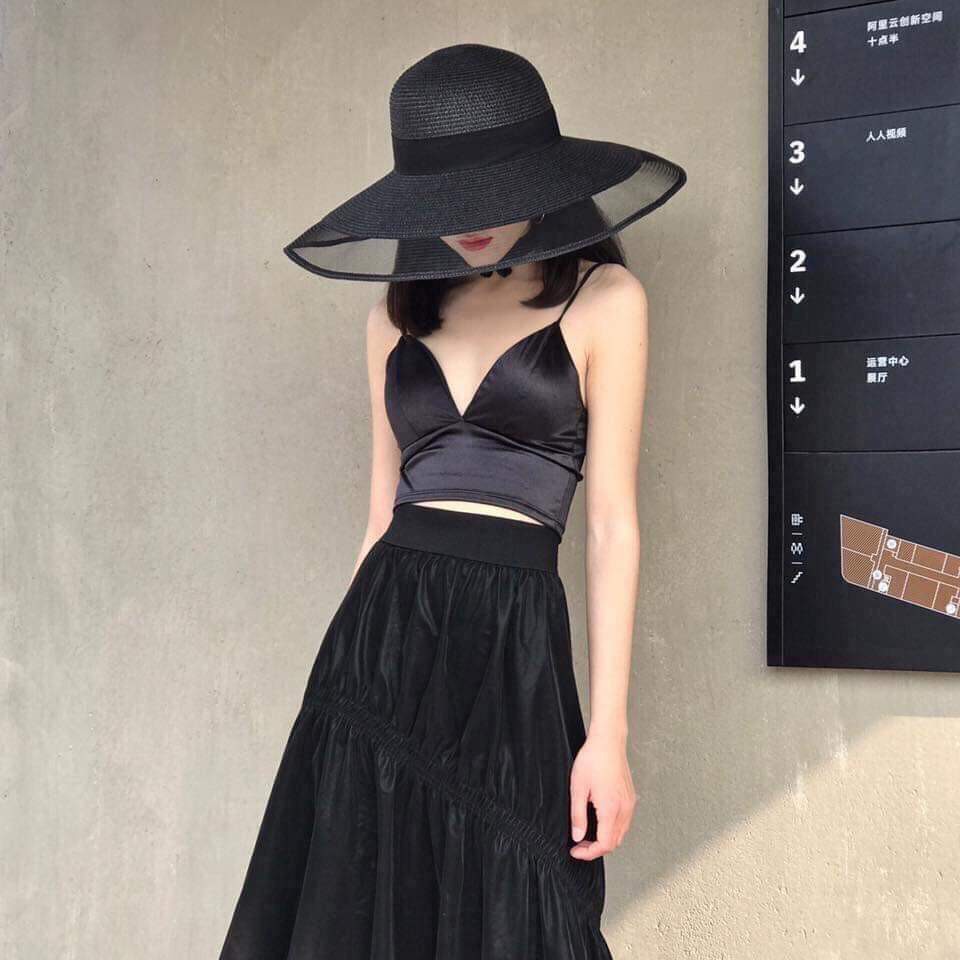 [Mã FAMARAL1 giảm 10K đơn 50K]Mũ Cói Vành Rộng Lưới Viền