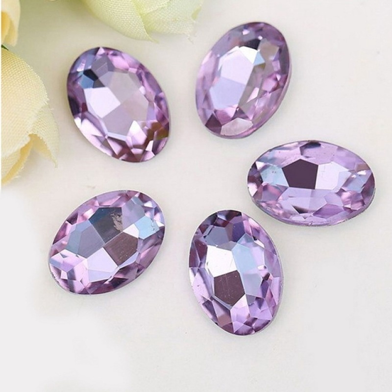 Set 50 Đá Pha Lê Hình Oval 6x8mm Đính Đá Trang Trí Quần Áo