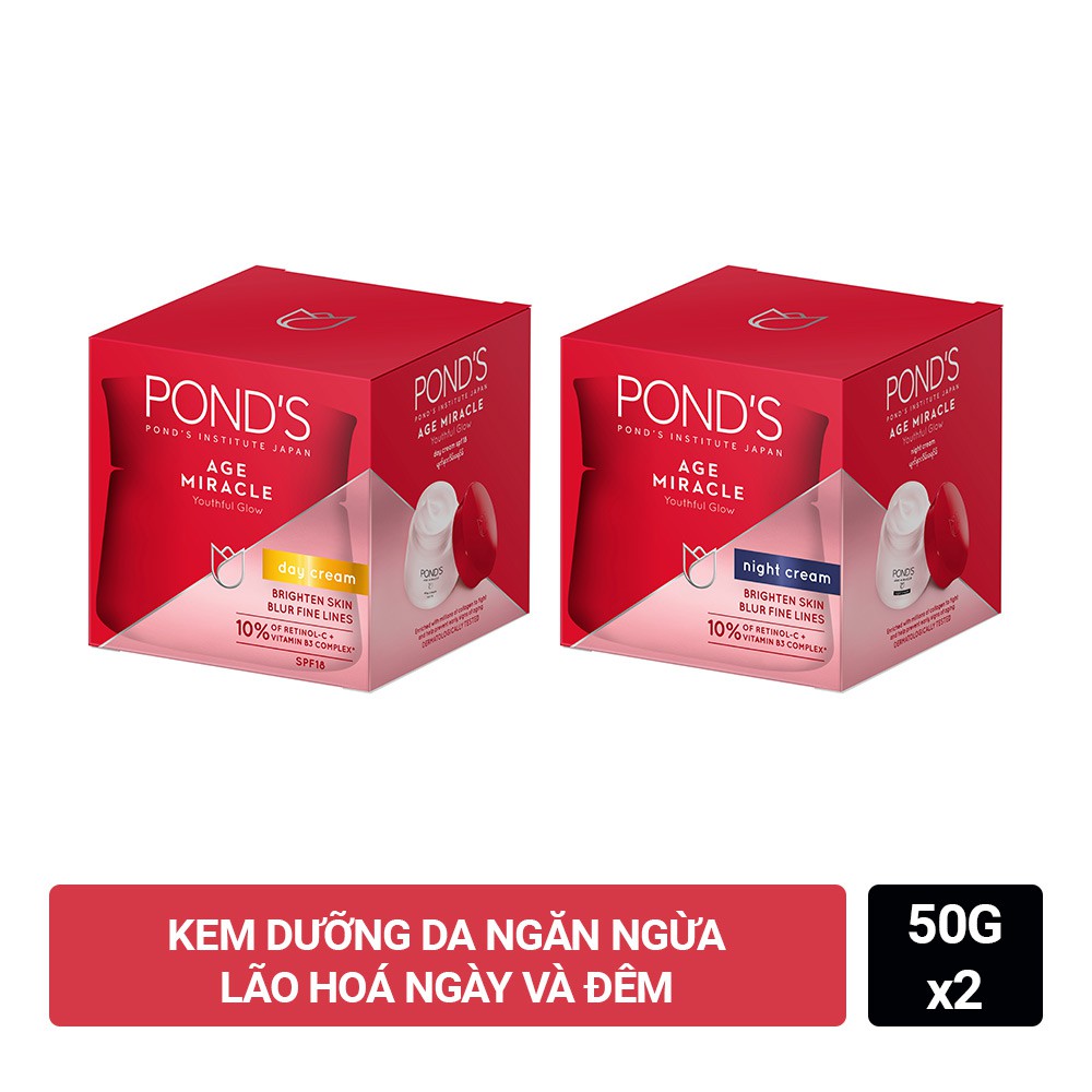 Bộ Sản Phẩm Kem Dưỡng Da Pond's Age Miracle Chống Lão Hoá Ngày Và Đêm 50g x 2