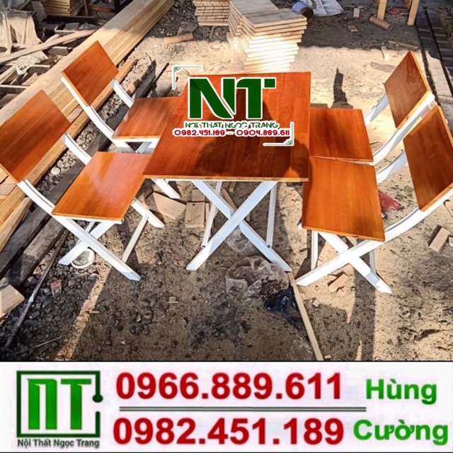 Bàn ghế mặt gỗ khung sắt quán ăn