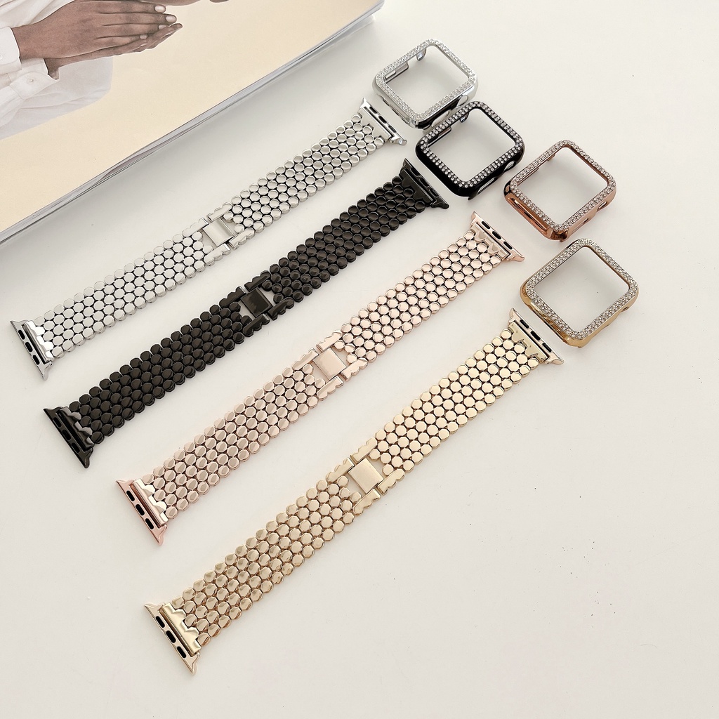 Dây đeo kim loại sang trọng thích hợp cho đồng hồ Apple 7 6 SE 2 44mm 40mm 45mm iWatch Series 3 4 5 SE 42mm 38mm 41mm
