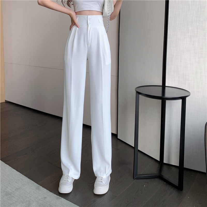 QNU 007 Quần Nữ Culottes Ống Rộng Suông Dài Chất Dày Cao Cấp Lưng Cao Cài Hai Nút Cạp Cao Kéo Dáng Ailee