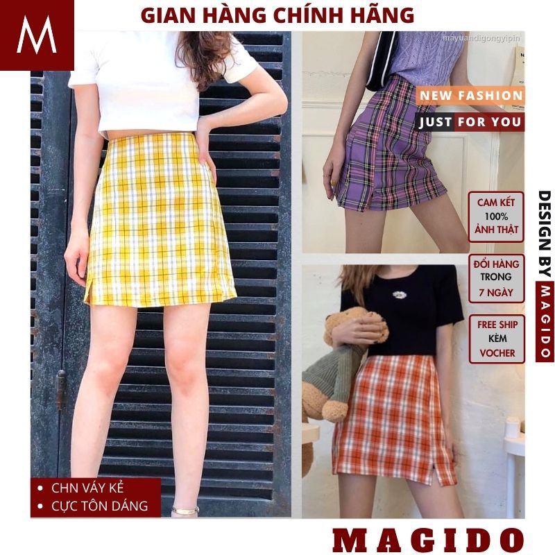 Chân Váy Chữ A Kẻ Caro 💚 Chân Váy Nữ Dáng Ngắn Kẻ Ô 2 Màu ,cực dễ thương phong cách bánh bèo vintage hot girl MAGIDO | BigBuy360 - bigbuy360.vn