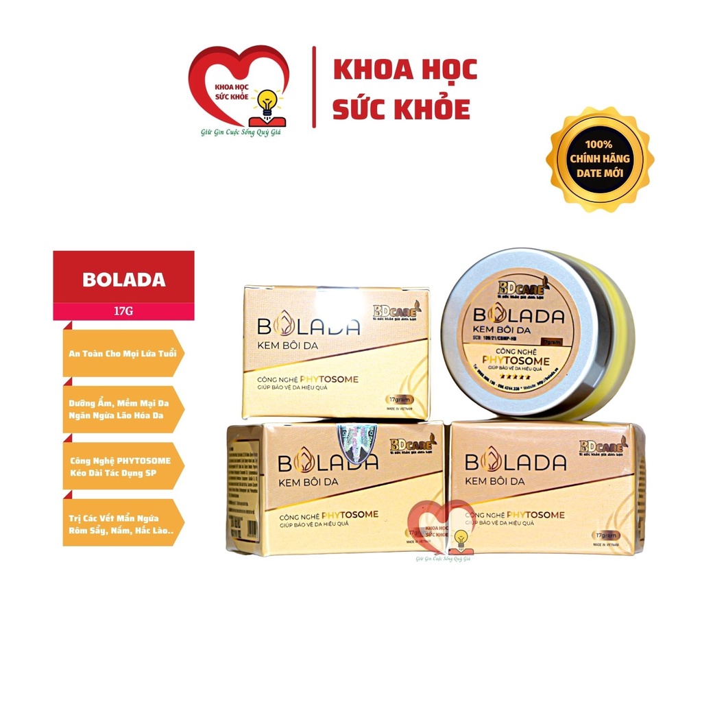 Kem Bôi Ngoài Da Bolada 17Gr - Bạch Dương Care - Mềm Mịn, Giảm Ngứa Mẩn Đỏ Hăm Da Viêm Nấm, Côn Trùng Cắn Nước Ăn Chân