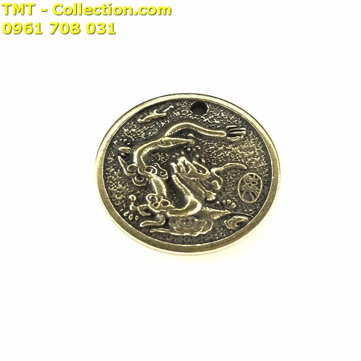 Mặt Đồng Xu Đồng Hình Con Rồng; Đường kính của đồng xu là 3cm; Màu: đồng-TMT Collection-SP002434