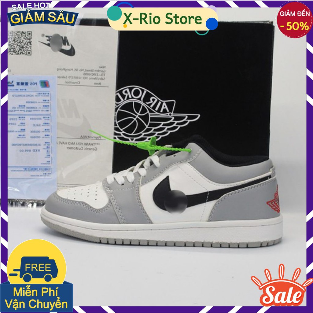 [FREE SHIP-HÀNG QUẢNG CHÂU]  Giày thể thao sneaker NK Air Jordan 1 Grey Toe Low Cổ Thấp Xám Đen full  box. X-Rio Store