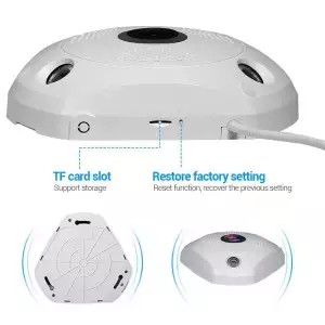 EVKVO - Toàn cảnh 360 độ - V380 PRO APP Full HD 3MP Wireless WIFI Dome IP Camera CCTV 3D VR Fisheye Lens Home Security Surveillance Camera CCTV Tầm nhìn ban đêm bằng tia hồng ngoại Two Way Audio Motion Detection Alarm Baby Monitor