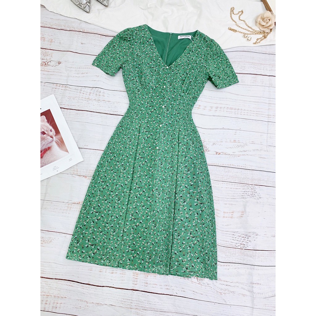 [Mã FAGREEN1505 giảm tới 30K đơn 99K] Váy cổ V phối cúc ngọc giữa Zym’s House - LT153 | BigBuy360 - bigbuy360.vn