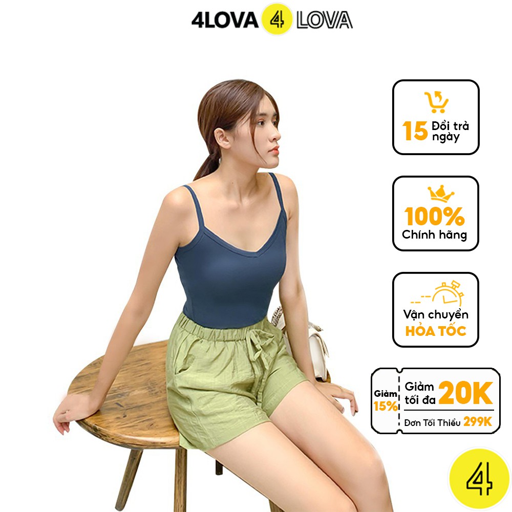 Áo 2 dây nữ cổ tim 4LOVA chất liệu thun 100% cotton dáng ôm mềm mại, quyến rũ