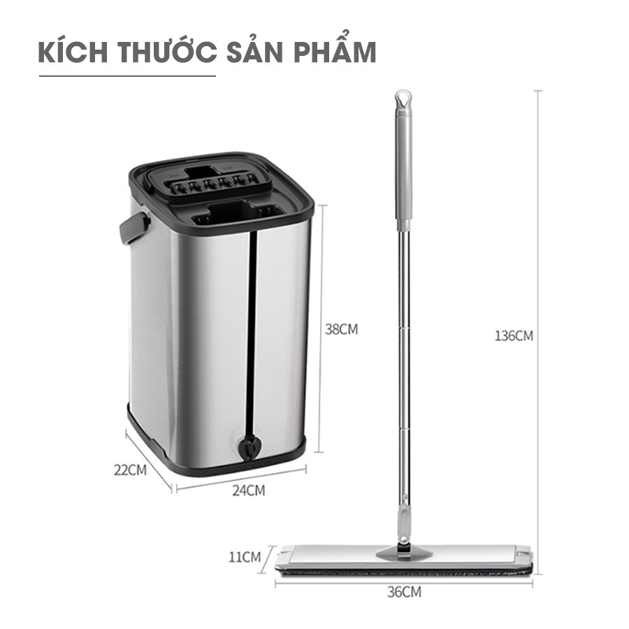 CHỔI LAU NHÀ THÔNG MINH 360 ĐỘ - INOX CAO CẤP THẾ HỆ MỚI - CÂY LAU NHÀ CHẾ ĐỘ TỰ VẮT - Siêu sạch - Kiểu dáng độc lạ