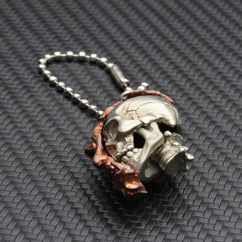 Móc khóa hình đầu lâu bằng đồng thau màu trắng DIY