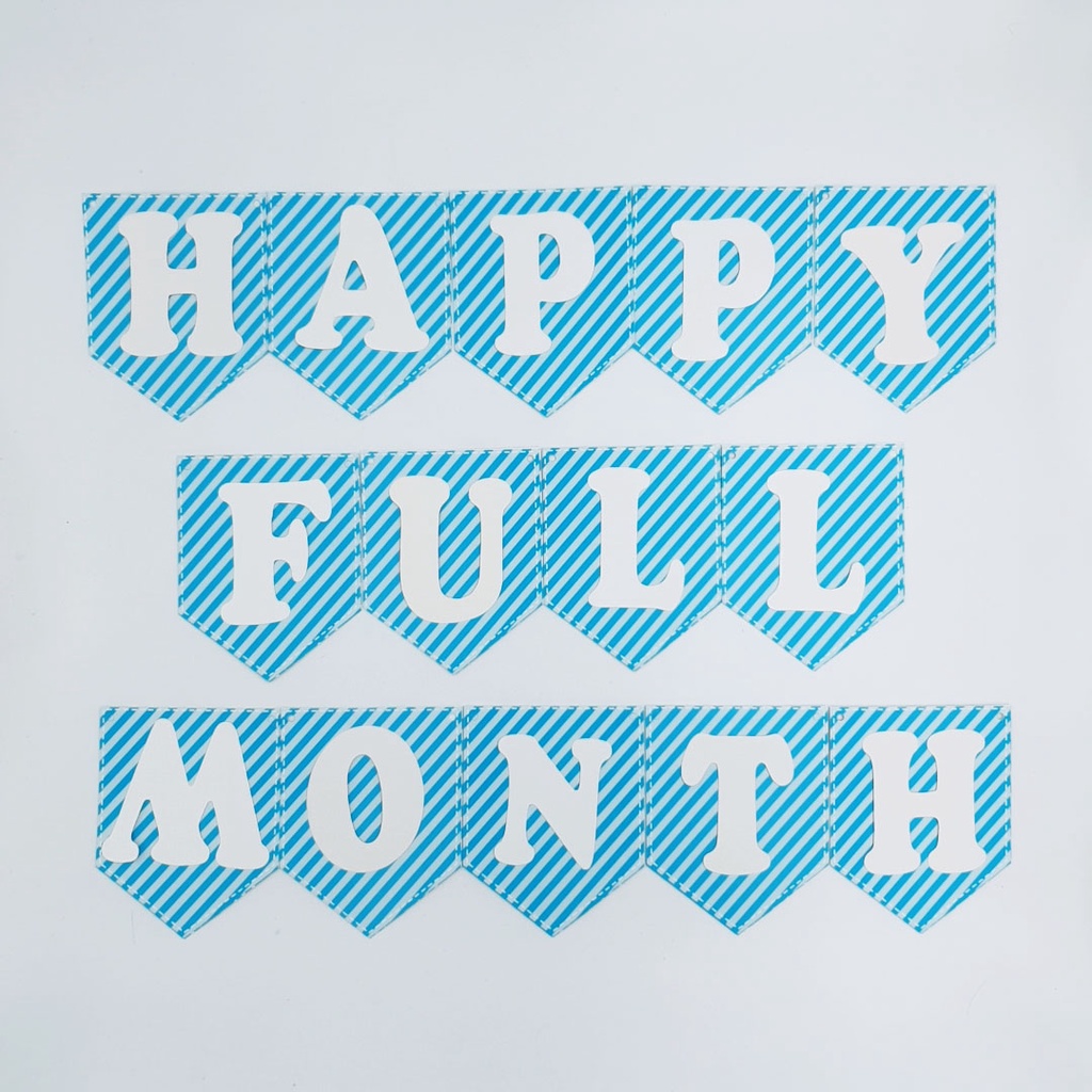 [TẶNG DÂY] Dây cờ HAPPY FULL MONTH trang trí thôi nôi, đầy tháng cho bé trai, bé gái - Trang trí sinh nhật Biboo Decor