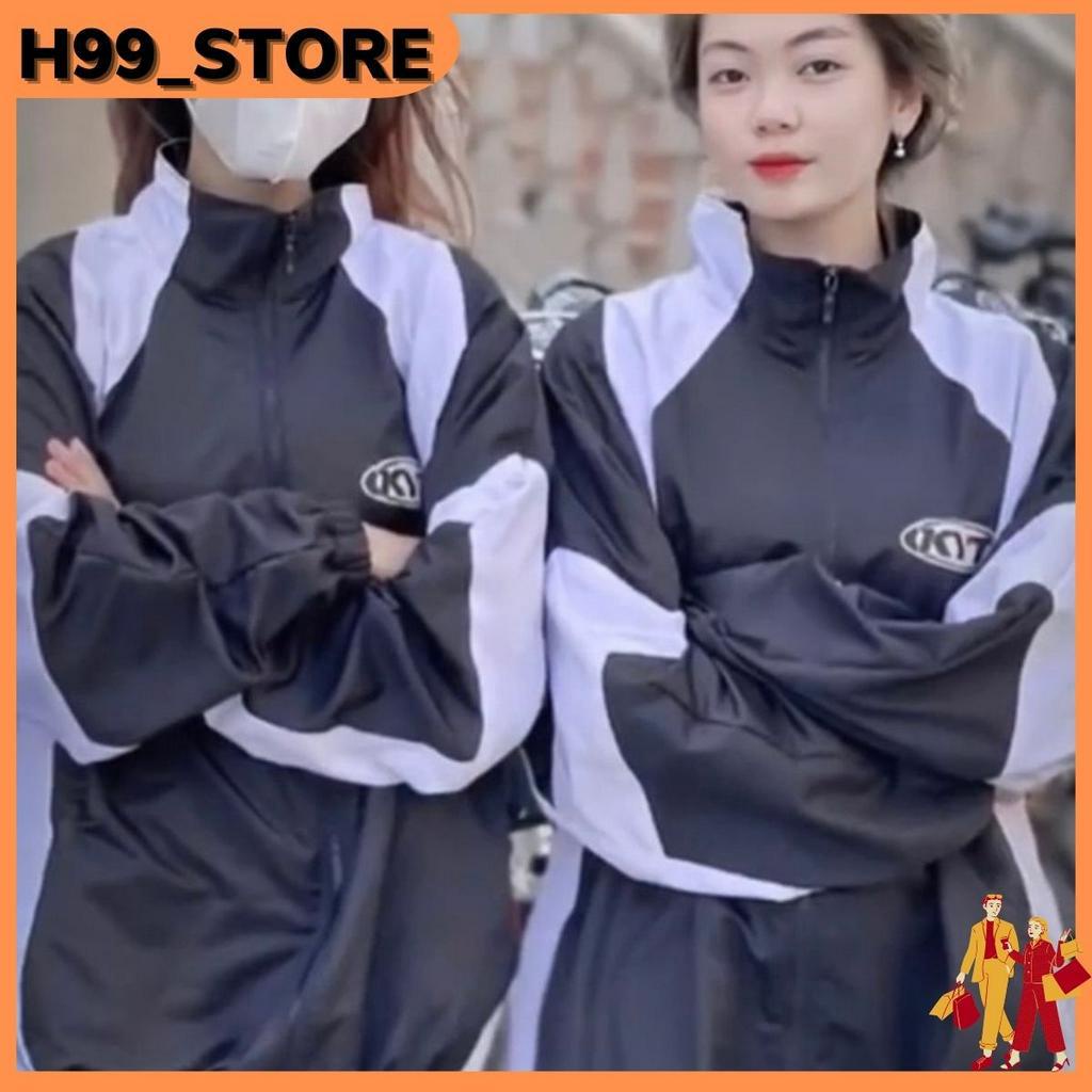 Áo khoác nam nữ KYT phối sọc trắng đen vải dù 2 lớp dày dặn phong cách trẻ trung lịch lãm thời trang cao cấp.