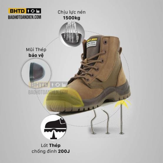 😀 (CHÍNH HÃNG) Giày bảo hộ lao động nhập khẩu chính hãng Safety Jogger Rush - Có dây kéo.