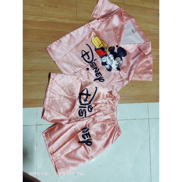Bộ pizama satin cho bé màu hồng