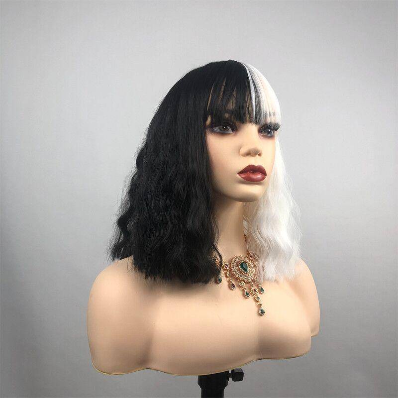 Bộ Tóc Giả Hóa Trang Phù Thủy Màu Trắng Đen Cho Nữ