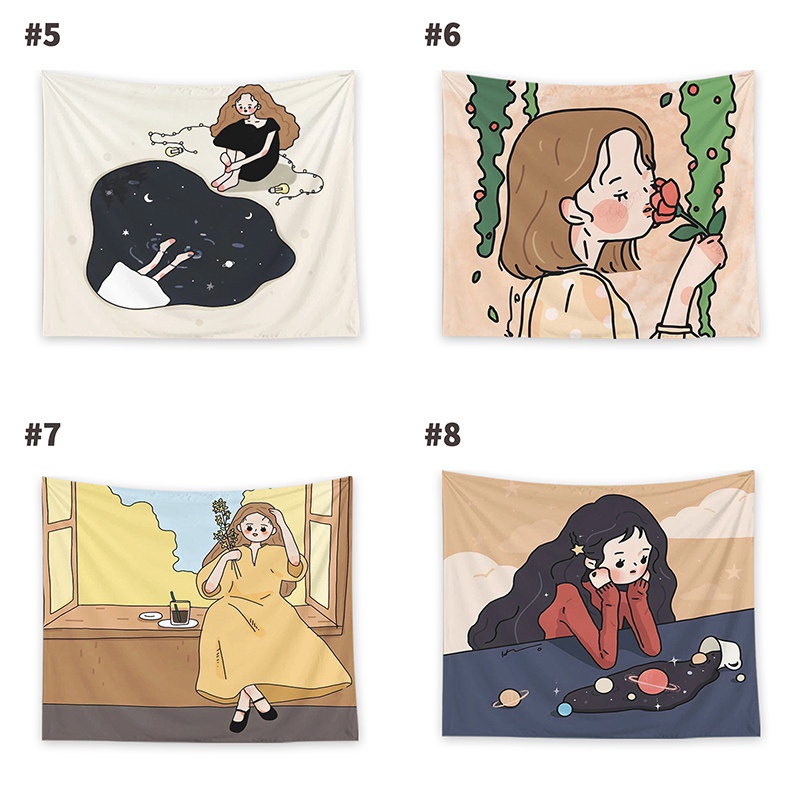 Thảm treo tường họa tiết hoạt hình phong cách Bắc Âu xinh xắn