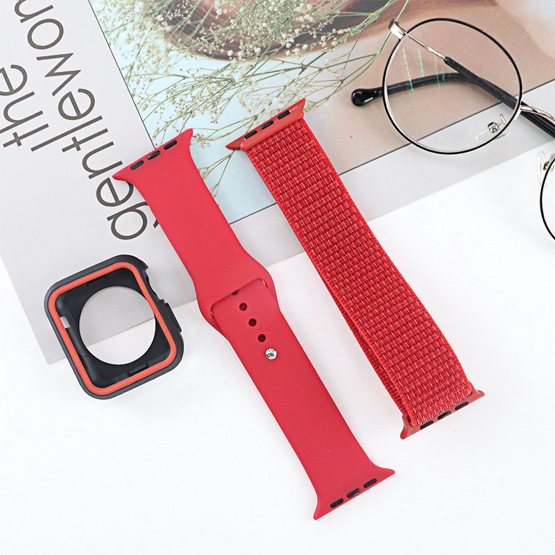 Dây Đeo Silicone+Vỏ Bảo Vệ Cho Đồng Hồ Thông Minh Apple Watch 44mm 40mm 42mm 38mm Iwatch series 6 SE 5 4 3 2 1