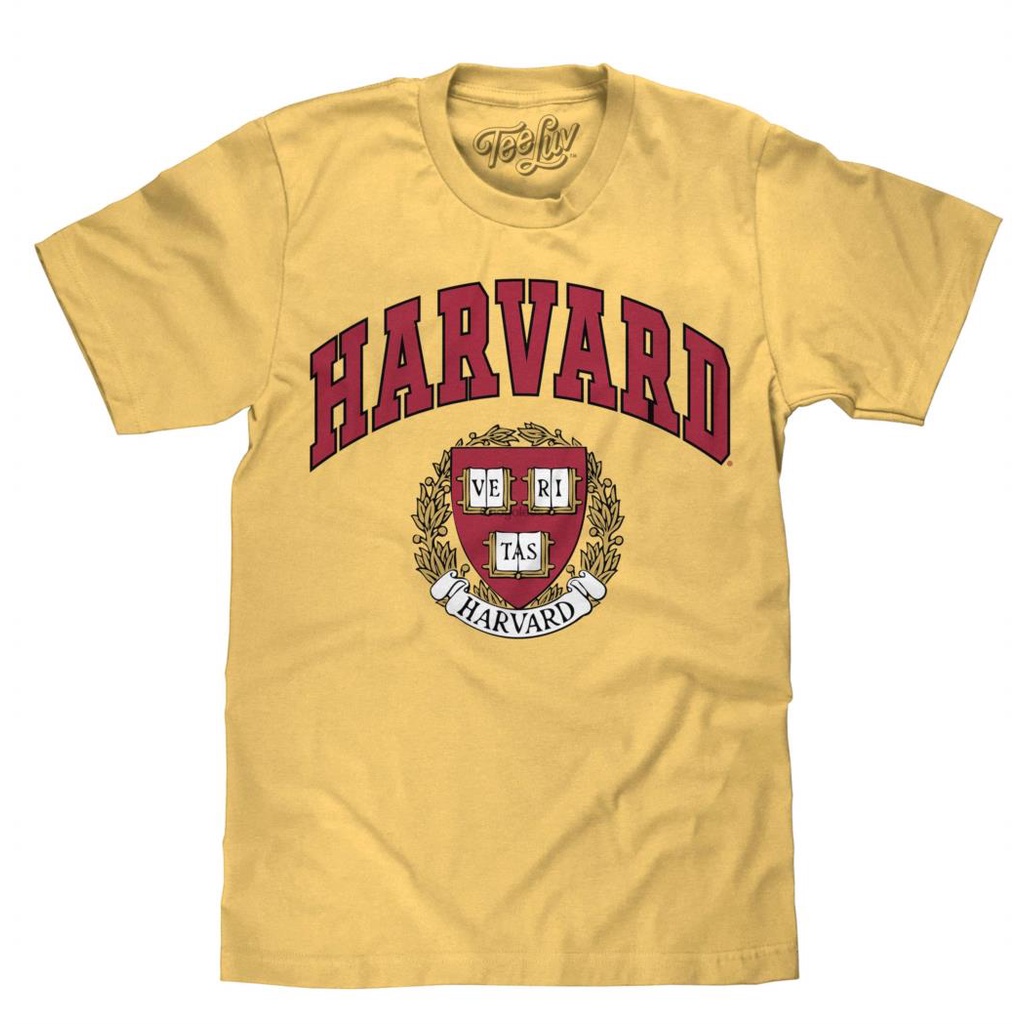 Tee luv harvard áo sơ mi đại học harvard veritas đại học lá chắn áo thun sinh viên cổ tròn hợp thời 