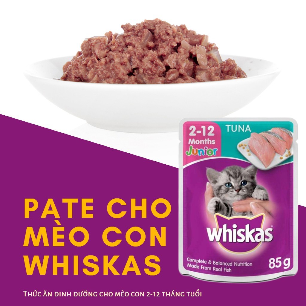 Pate Vị Cá Ngừ Cho Mèo Con Whiskas Junior Tuna 85g - iPet Shop