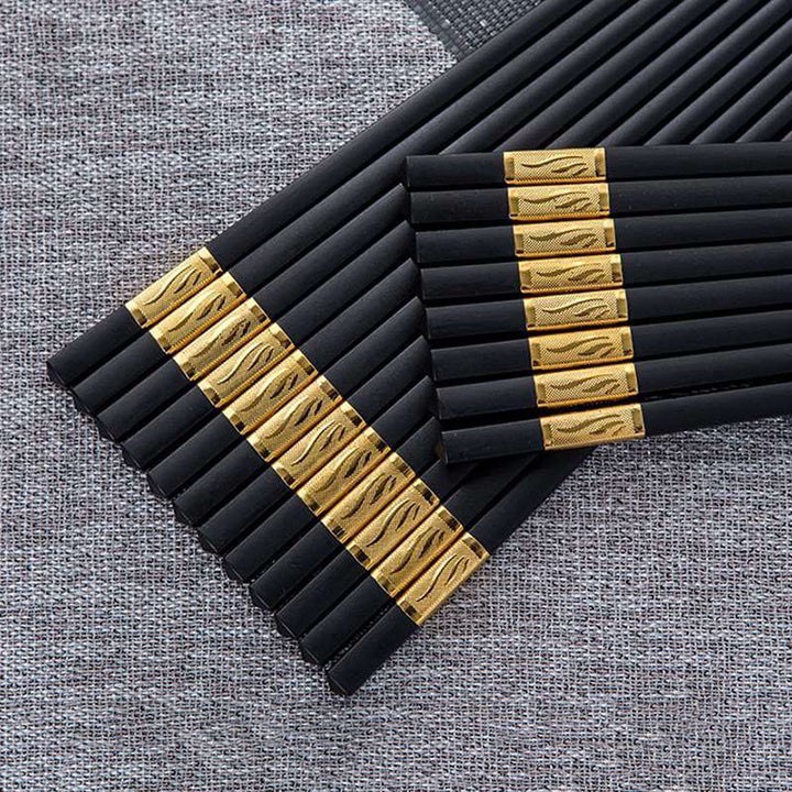 Hộp 10 đôi đũa mạ vàng, đũa hợp kim chống mốc hàn quốc - KOREA DESIGN DÀI 27CM