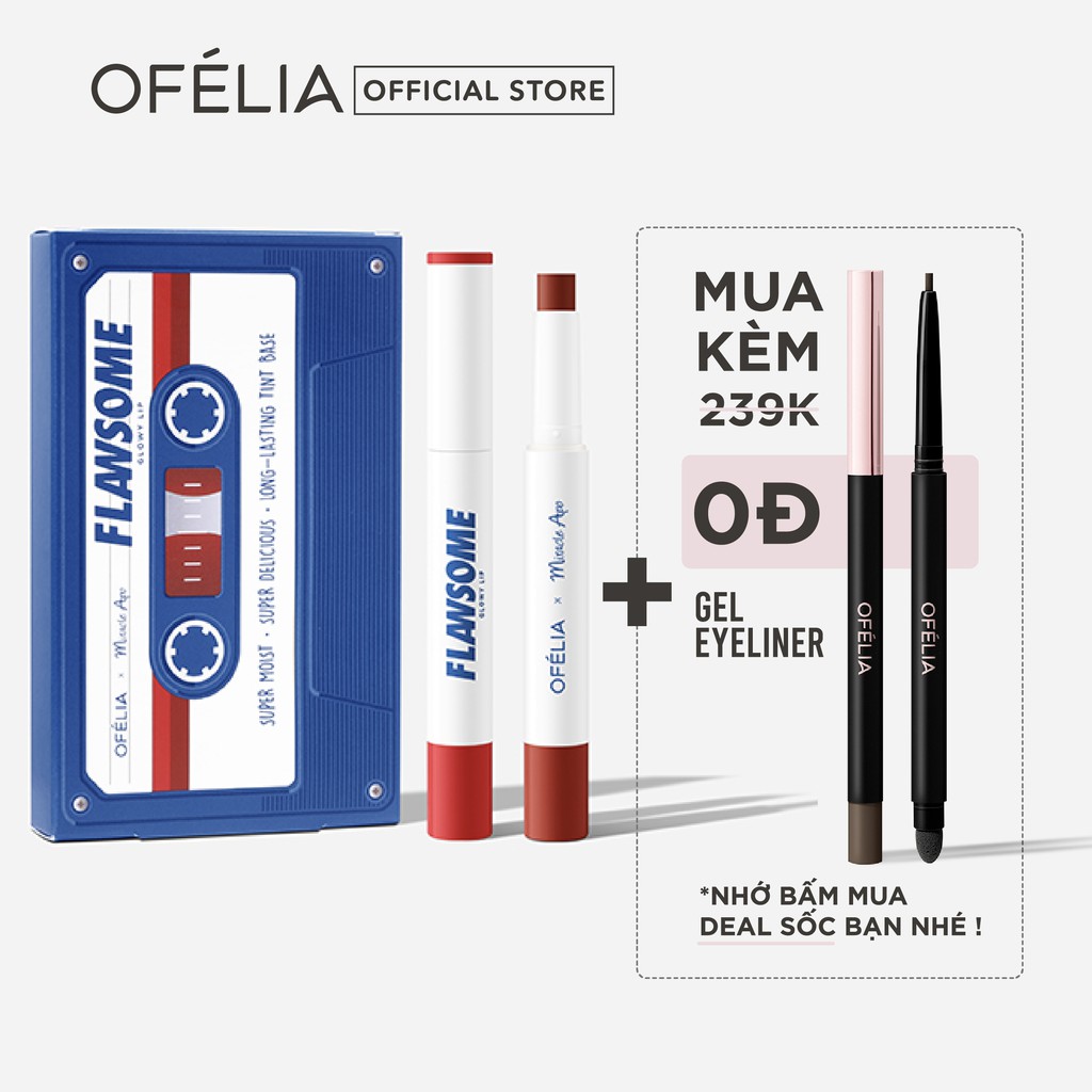 [Mã FMCGM50 - 8% đơn 250K] Set Son Sáp Tint Bóng OFÉLIA FLAWSOME Glowy Lip (2cây x 2g)