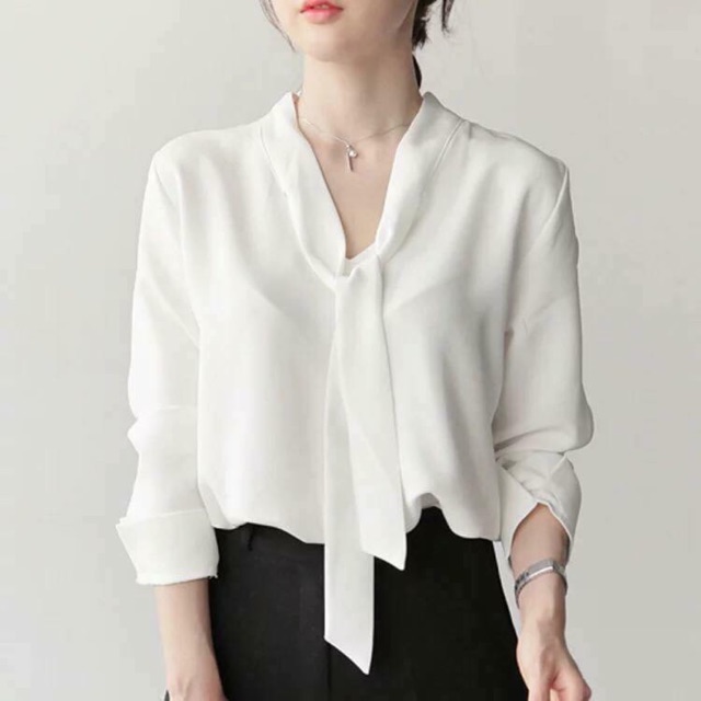 Sơ mi voan lụa cổ nơ