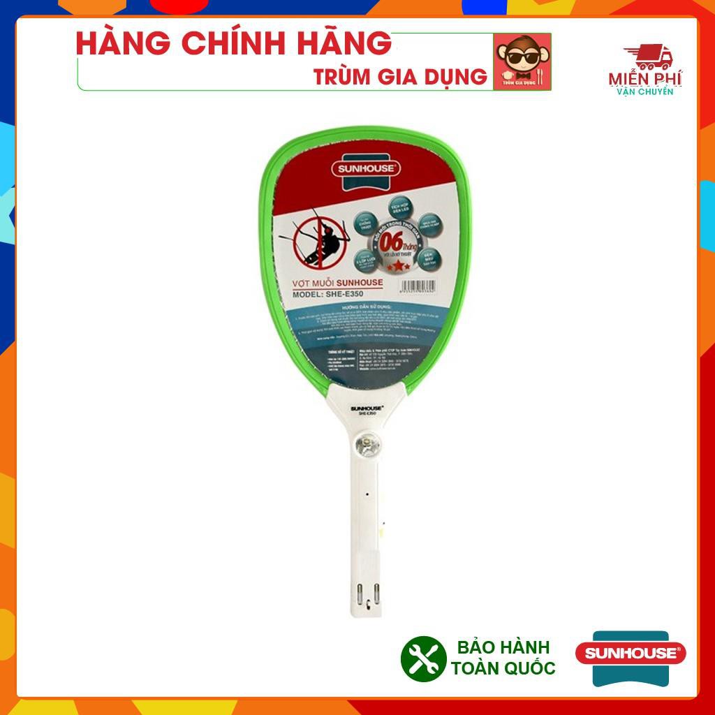 Free Ship_ Vợt muỗi Sunhouse SHE-E350 màu xanh, vợt muỗi Sunhouse E350 tích hợp đèn báo sạc tiện dụn