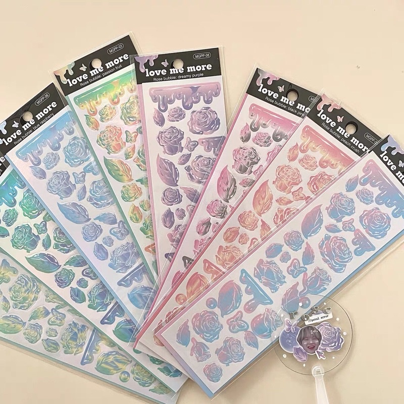 Sticker rose holo_hình dán trang trí top,card