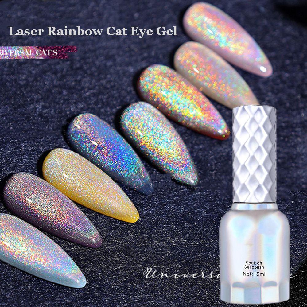 XIANSTORE Winter Colorful Reflective Glitter UV Gel Magnetic Gel 15ml Rainbow Cat Eye Nail Gel Nail Polish Sparkling Auroras Soak Off Nail Art Holographic Glitter