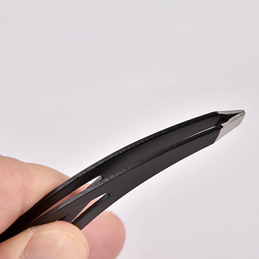 1 Nhíp Tỉa Lông Mày Chuyên Nghiệp Bằng Thép Không Gỉ Màu Đen Đa Năng