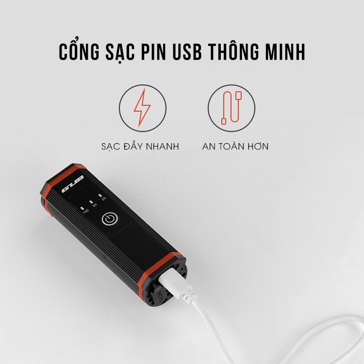 Đèn pin sạc mini siêu sáng, chống nước treo khung xe đạp, đi phượt – GUB L1