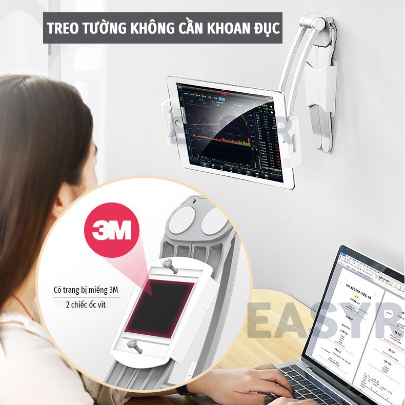 Giá Đỡ Ipad & Điện Thoại Treo Tường EASYR [FREESHIP] Tương Thích Với Thiết Bị 4~11inch, 100% Nhôm Siêu Bền | BigBuy360 - bigbuy360.vn