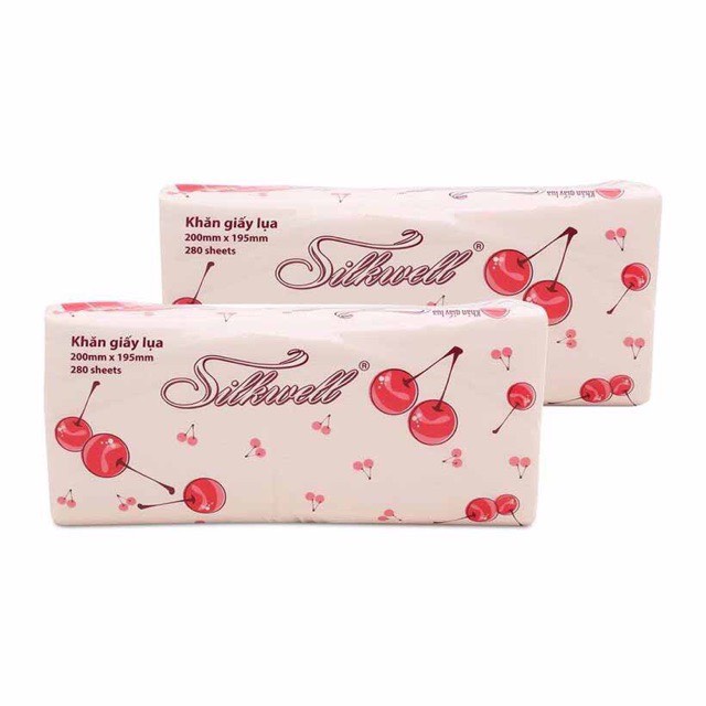 Giấy Ăn Silkwell Rút Lụa Chính Hãng, Khăn Giấy Rút Lụa Cherry Siêu Mềm Mịn Không Tẩy Trắng 280 Tờ