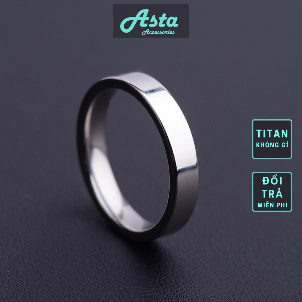 Nhẫn Nam Nữ Unisex Trơn Basic Plain Ring Asta Accessories Màu Bạc Đẹp - Nhẫn Cá Tính Titan Không Gỉ - Plain Ring Nhỏ