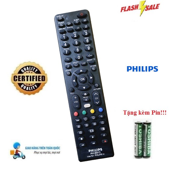 Remote Điều khiển tivi Philips PH-E913 các dòng LED/LCD/Smart TV- Hàng loại tốt Tặng kèm Pin