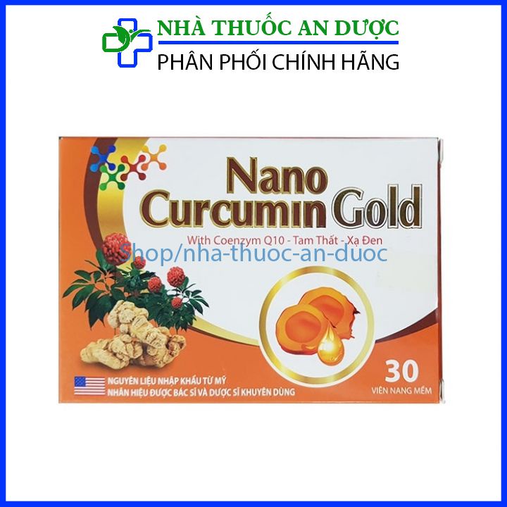 Nano Curcumin Gold - Giúp giảm các triệu chứng viêm loét dạ dày, tá tràng, thượng vị, hang vị (Hộp 30 viên)