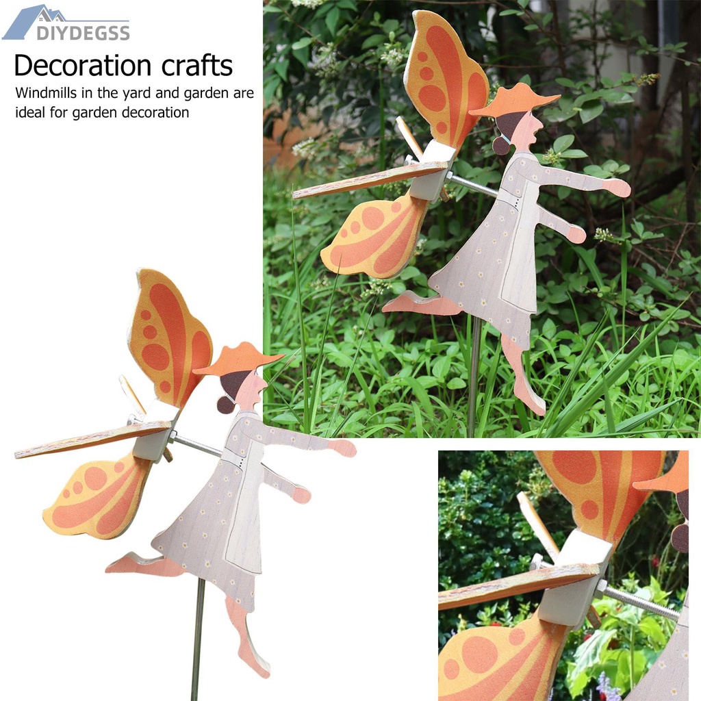 Diydegss2 Wooden Windmill Clown Garden Outdoor Statue Wind Spinner Decoration Crafts