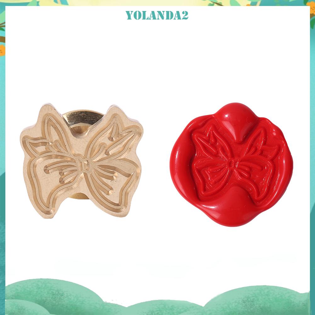 Con dấu sáp niêm phong thư hình nơ với tay cầm kim loại phong cách retro