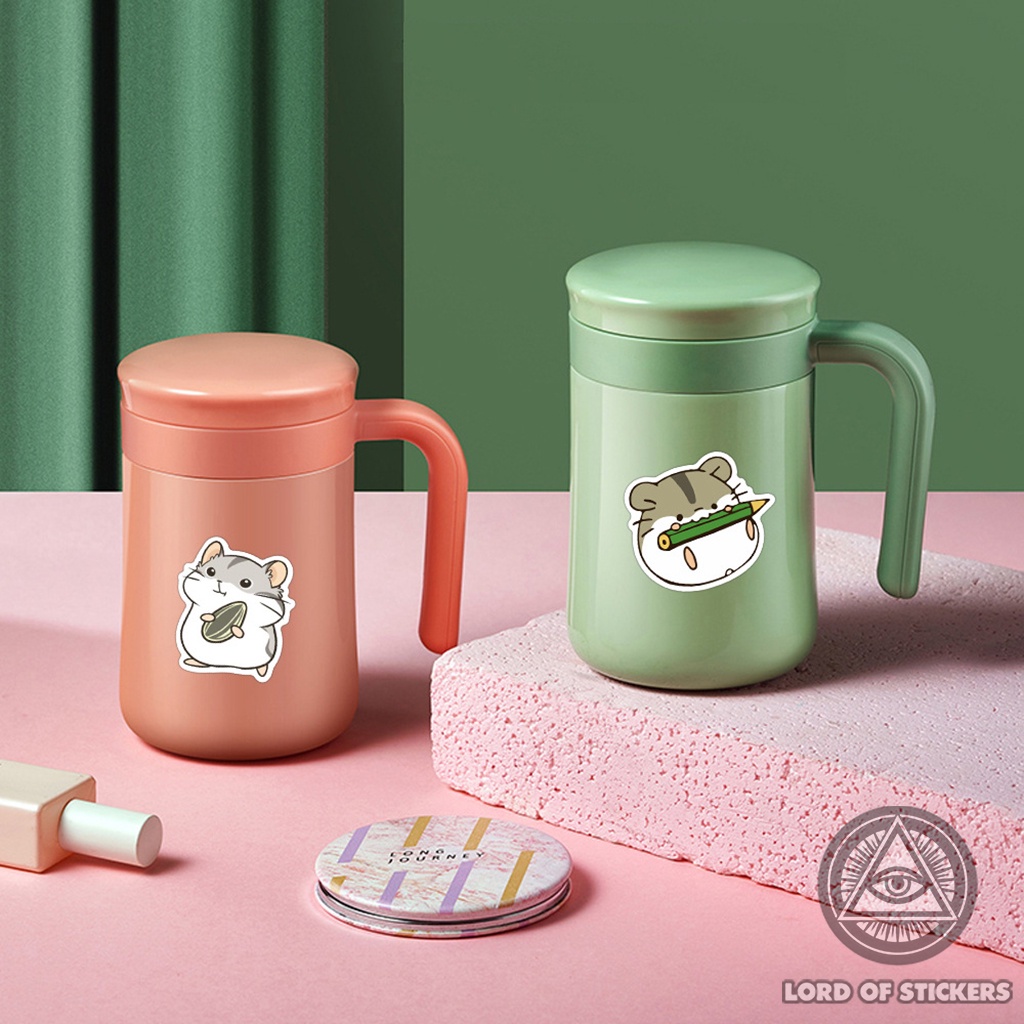 Set 50 Miếng Dán Hoạt Hình Chuột Hamster Sticker Cute Chibi Chống Thấm Nước Trang Trí Mũ Bảo Hiểm, Laptop, Ván Trượt, Sổ