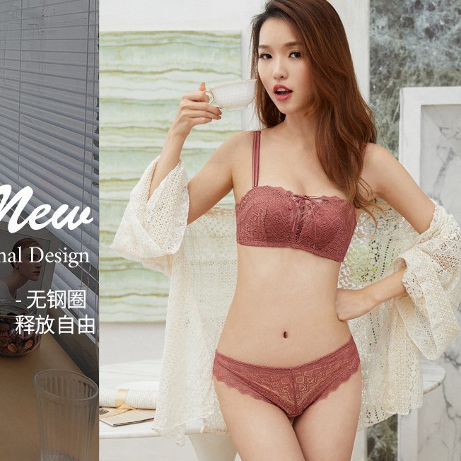 Bộ đồ lót, set nội y ren bèo dây rút tạo khe gợi cảm mút vừa - 610 | BigBuy360 - bigbuy360.vn