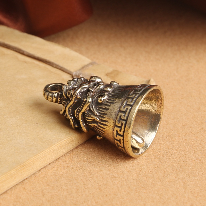 Móc khóa đồng thau tượng hình cái chuông kỳ lân may mắn độc đáo lạ phong cách bền bỉ đẹp.4H