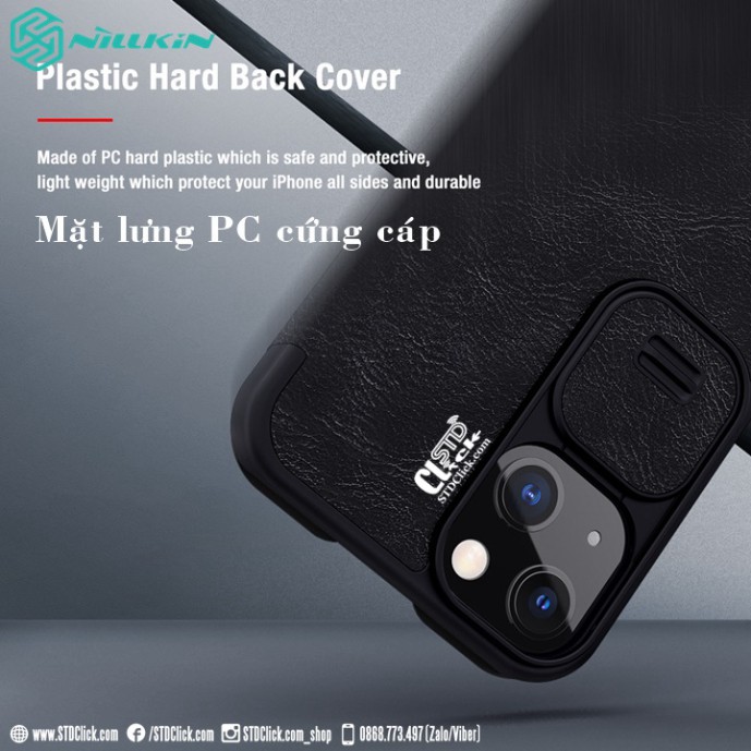 BAO DA IPHONE 13 NILLKIN QIN BẢO VỆ CAMERA CHÍNH HÃNG - HÀNG CHUẨN
