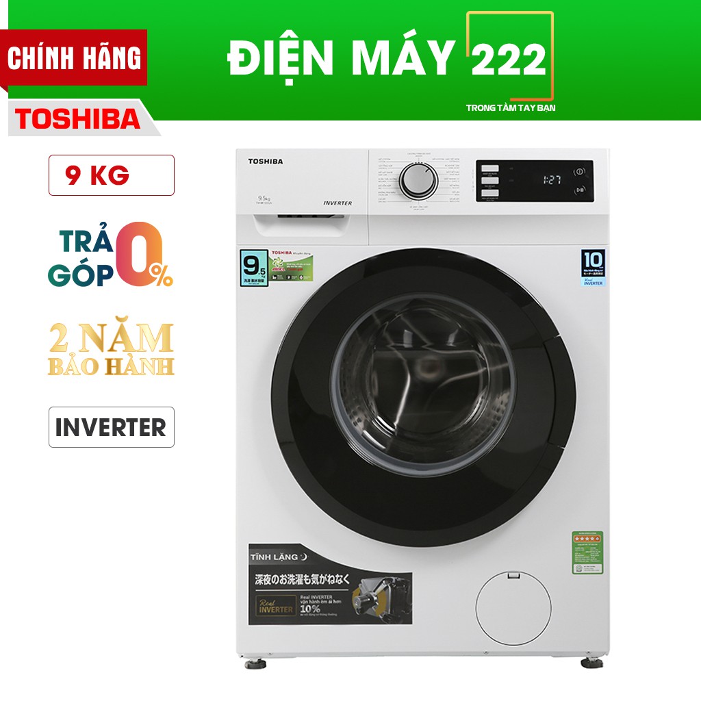 [Freeship HN]  Máy giặt Toshiba TW-BK105S2V(WS) 9kg inverter cửa trước