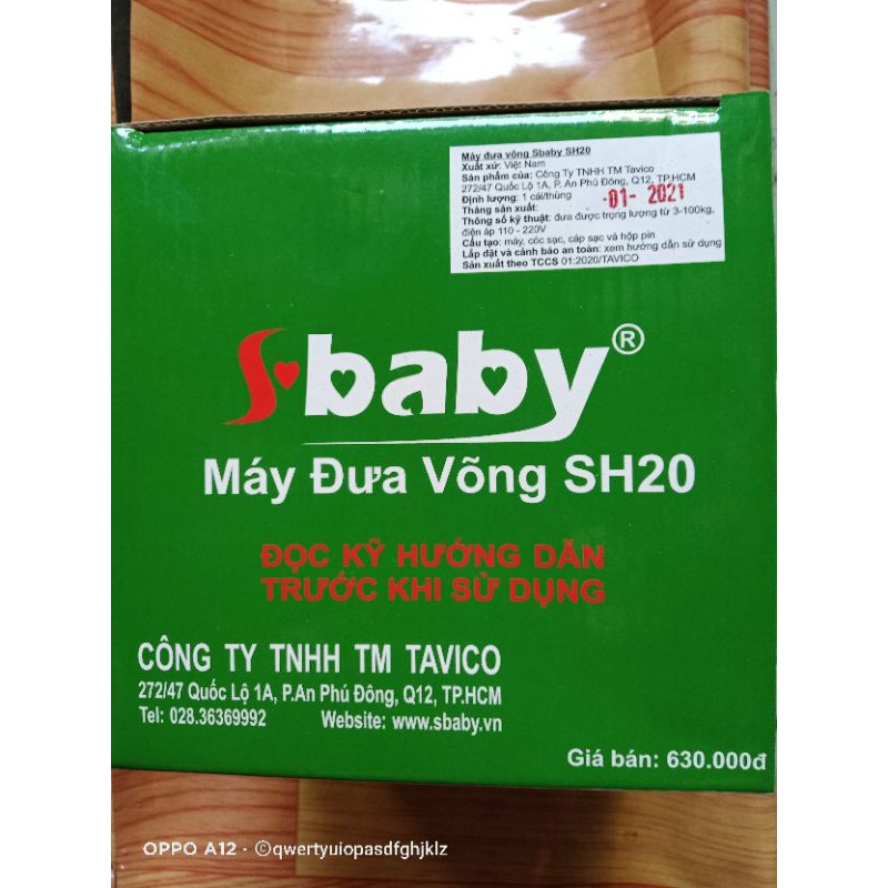 Máy đưa võng Sbaby, có thể sài pin sạc dự phòng