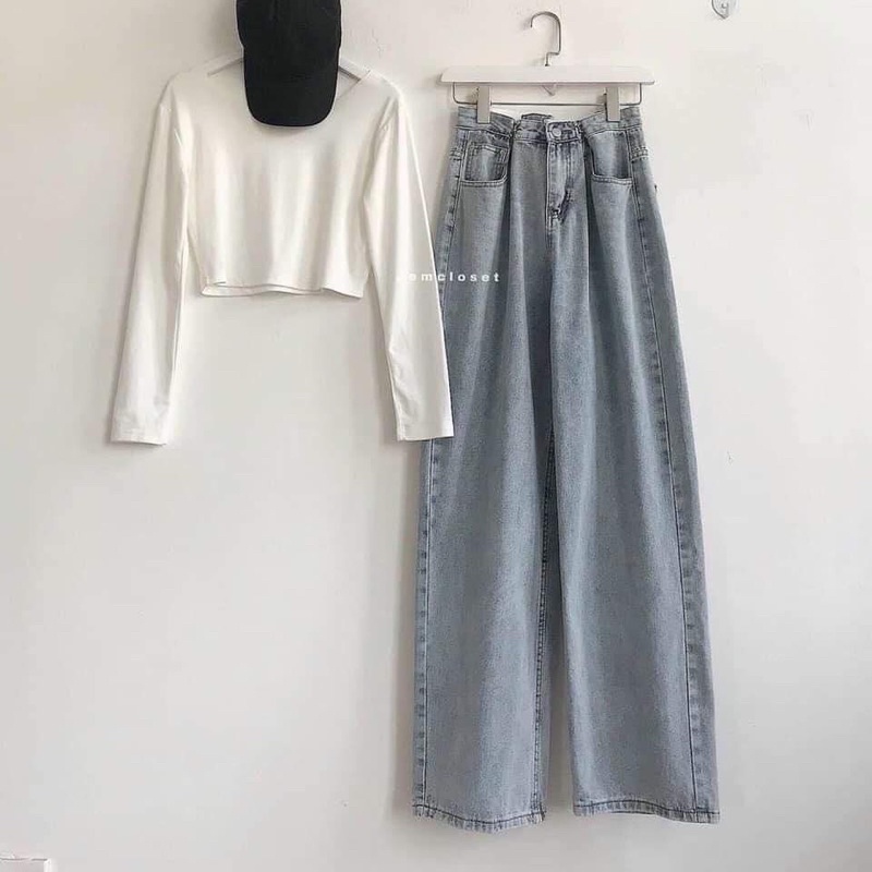 [QUANJEANS]Quần bò jeans khuy móc xuông🌸DAQUY20🌸quần jeans cullot xuông hàng đẹp hack dáng | BigBuy360 - bigbuy360.vn