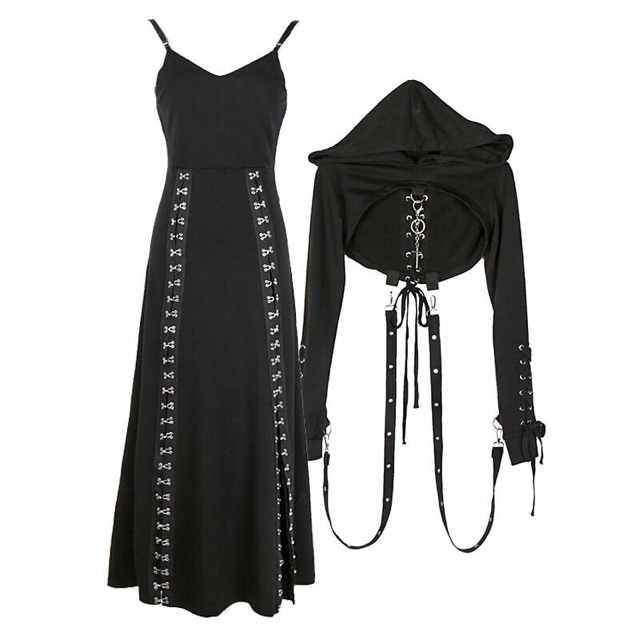 YAS0409-Set áo váy Gothic revival cá tính hầm hố